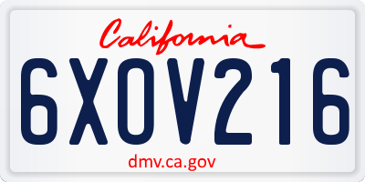 CA license plate 6XOV216