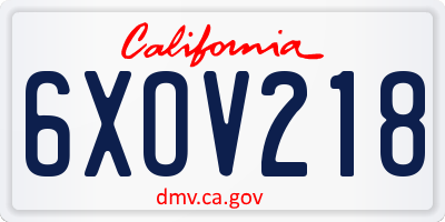 CA license plate 6XOV218