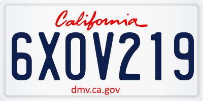 CA license plate 6XOV219