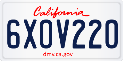 CA license plate 6XOV220