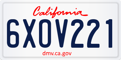 CA license plate 6XOV221