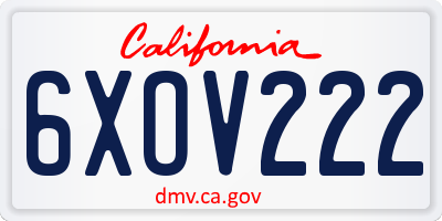 CA license plate 6XOV222
