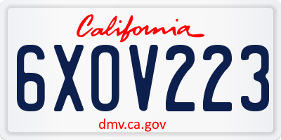CA license plate 6XOV223