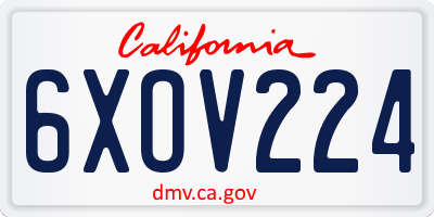 CA license plate 6XOV224