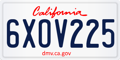 CA license plate 6XOV225