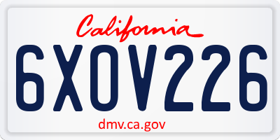 CA license plate 6XOV226