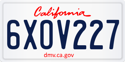 CA license plate 6XOV227
