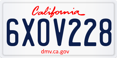 CA license plate 6XOV228