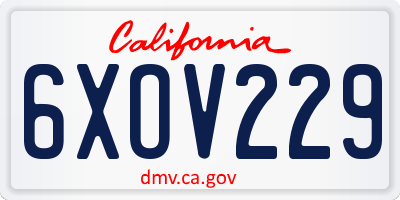 CA license plate 6XOV229