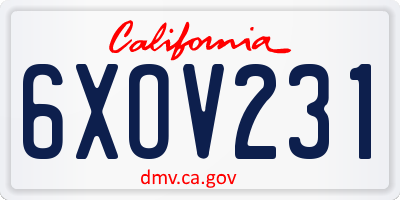 CA license plate 6XOV231