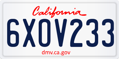 CA license plate 6XOV233
