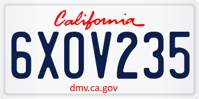 CA license plate 6XOV235