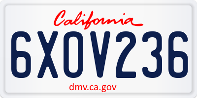 CA license plate 6XOV236
