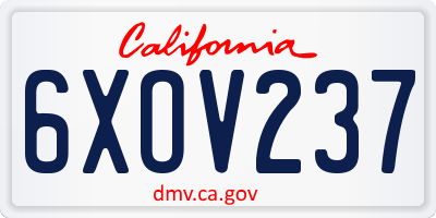 CA license plate 6XOV237