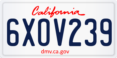 CA license plate 6XOV239