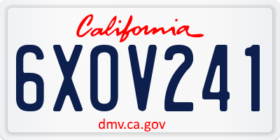 CA license plate 6XOV241