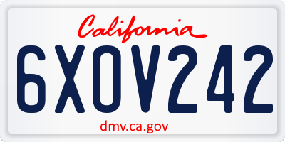 CA license plate 6XOV242