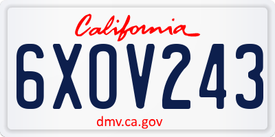 CA license plate 6XOV243