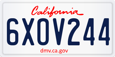 CA license plate 6XOV244