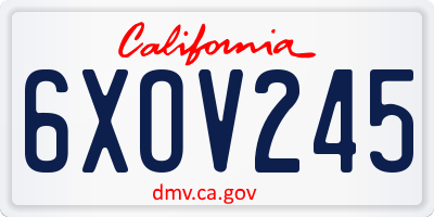 CA license plate 6XOV245