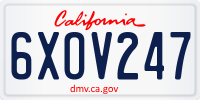 CA license plate 6XOV247