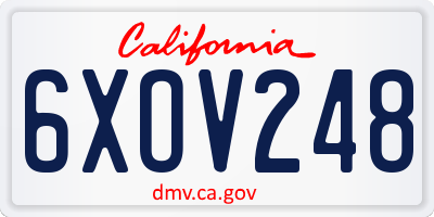 CA license plate 6XOV248