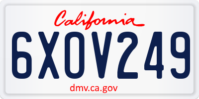CA license plate 6XOV249