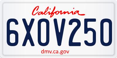 CA license plate 6XOV250