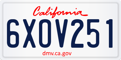 CA license plate 6XOV251
