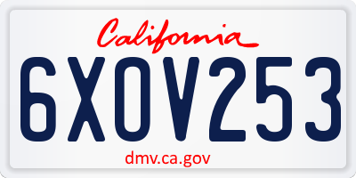 CA license plate 6XOV253