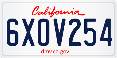 CA license plate 6XOV254
