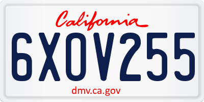 CA license plate 6XOV255