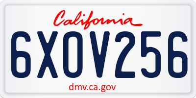 CA license plate 6XOV256