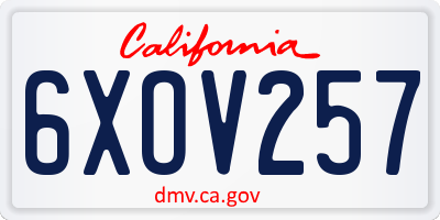CA license plate 6XOV257