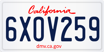 CA license plate 6XOV259