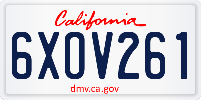 CA license plate 6XOV261