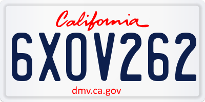 CA license plate 6XOV262