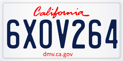 CA license plate 6XOV264