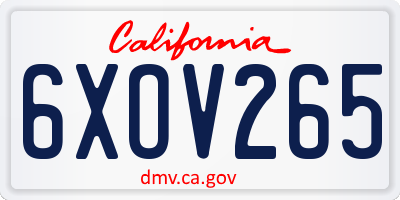 CA license plate 6XOV265
