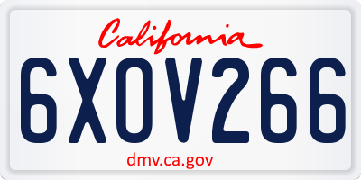 CA license plate 6XOV266
