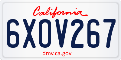 CA license plate 6XOV267