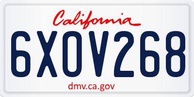 CA license plate 6XOV268