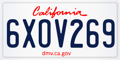 CA license plate 6XOV269