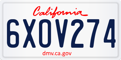 CA license plate 6XOV274