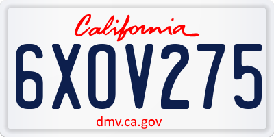 CA license plate 6XOV275