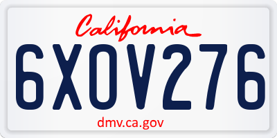 CA license plate 6XOV276