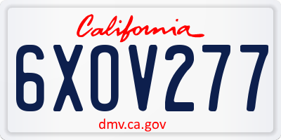 CA license plate 6XOV277
