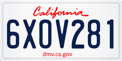 CA license plate 6XOV281
