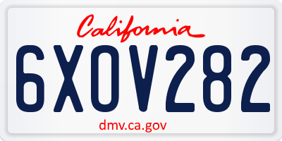 CA license plate 6XOV282