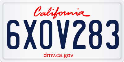 CA license plate 6XOV283